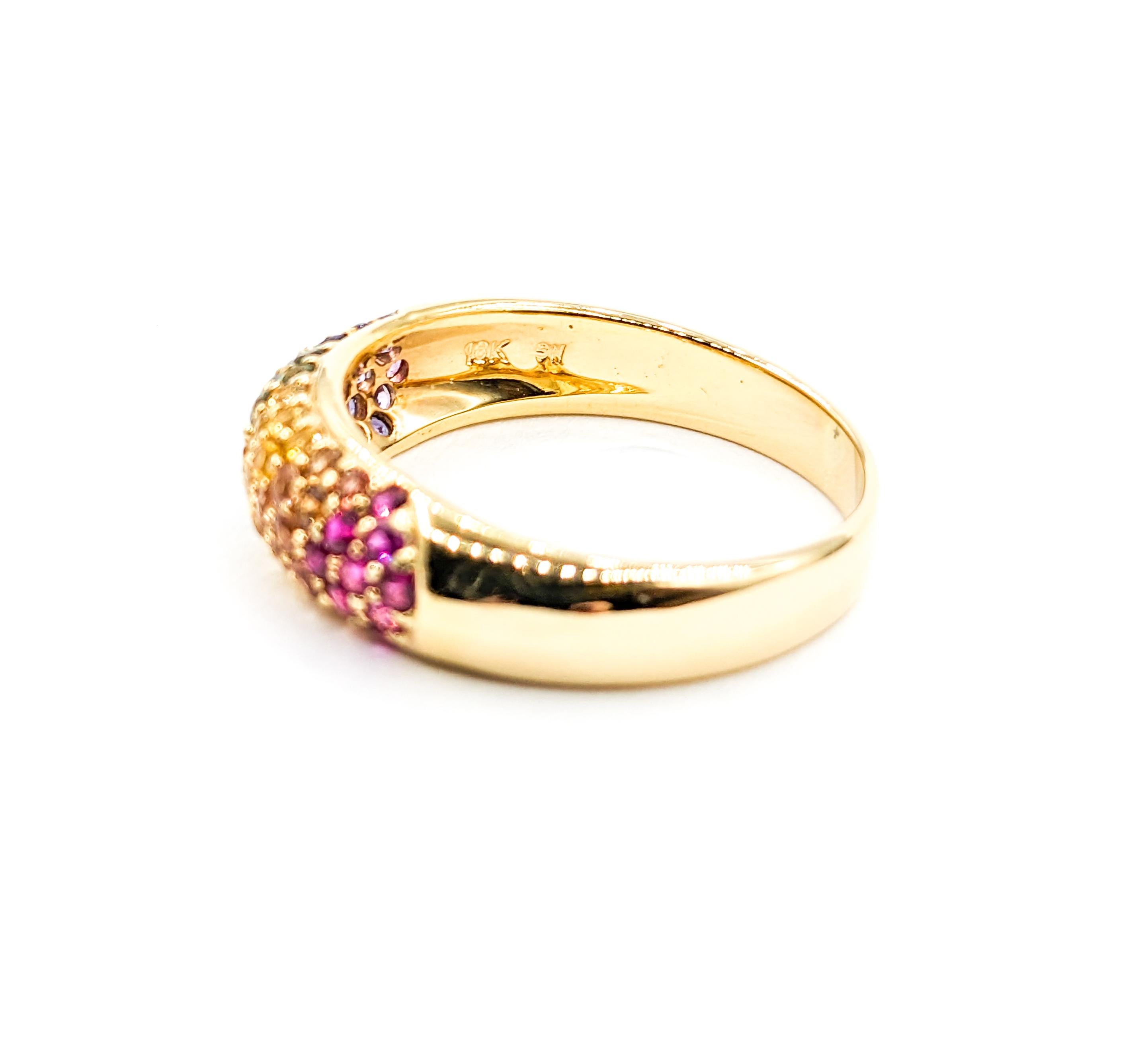 Bunter Regenbogen Multicolor Topas Pave Ring in Gold mit Pavé-Ring Damen im Angebot