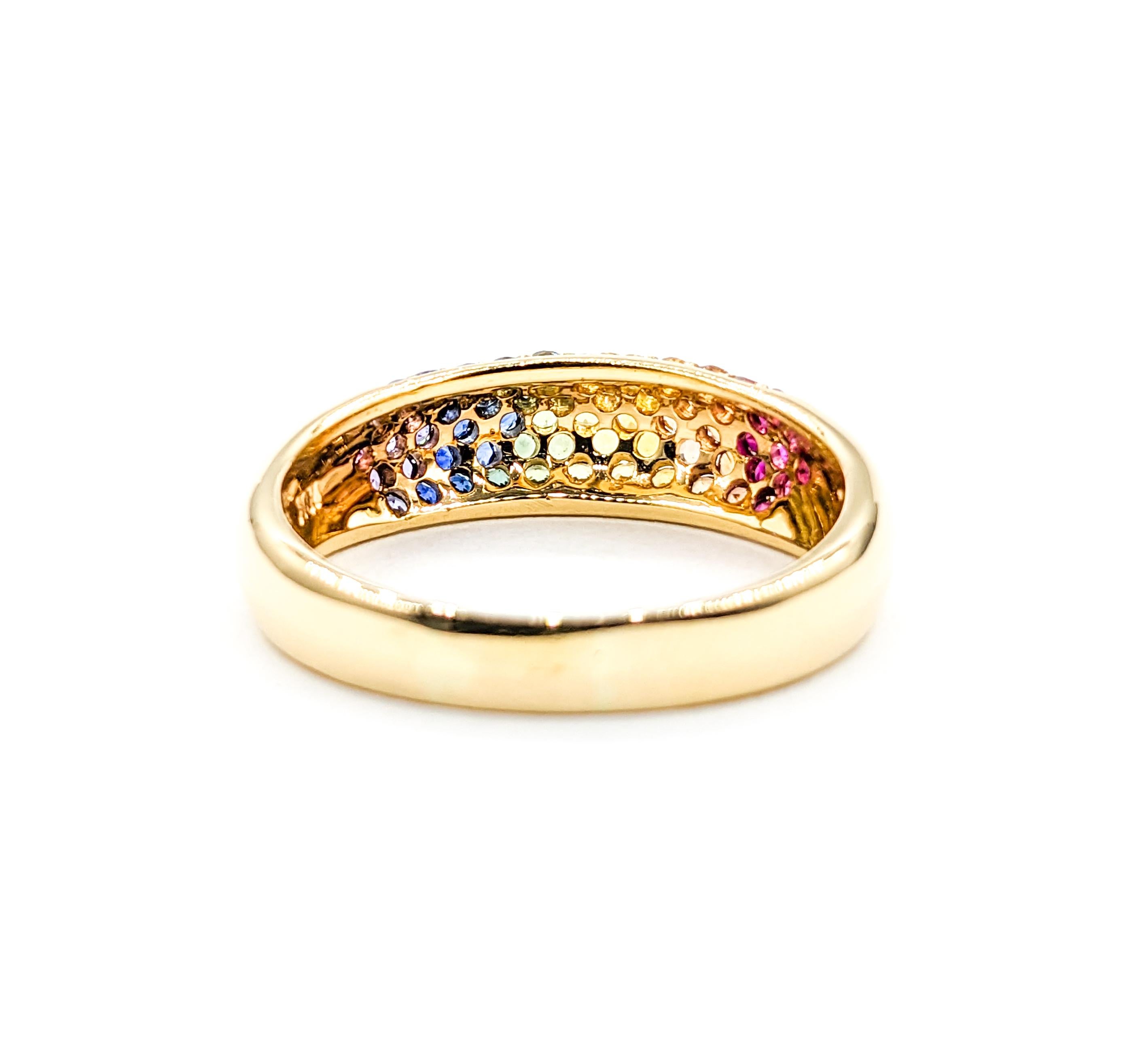 Bunter Regenbogen Multicolor Topas Pave Ring in Gold mit Pavé-Ring im Angebot 1