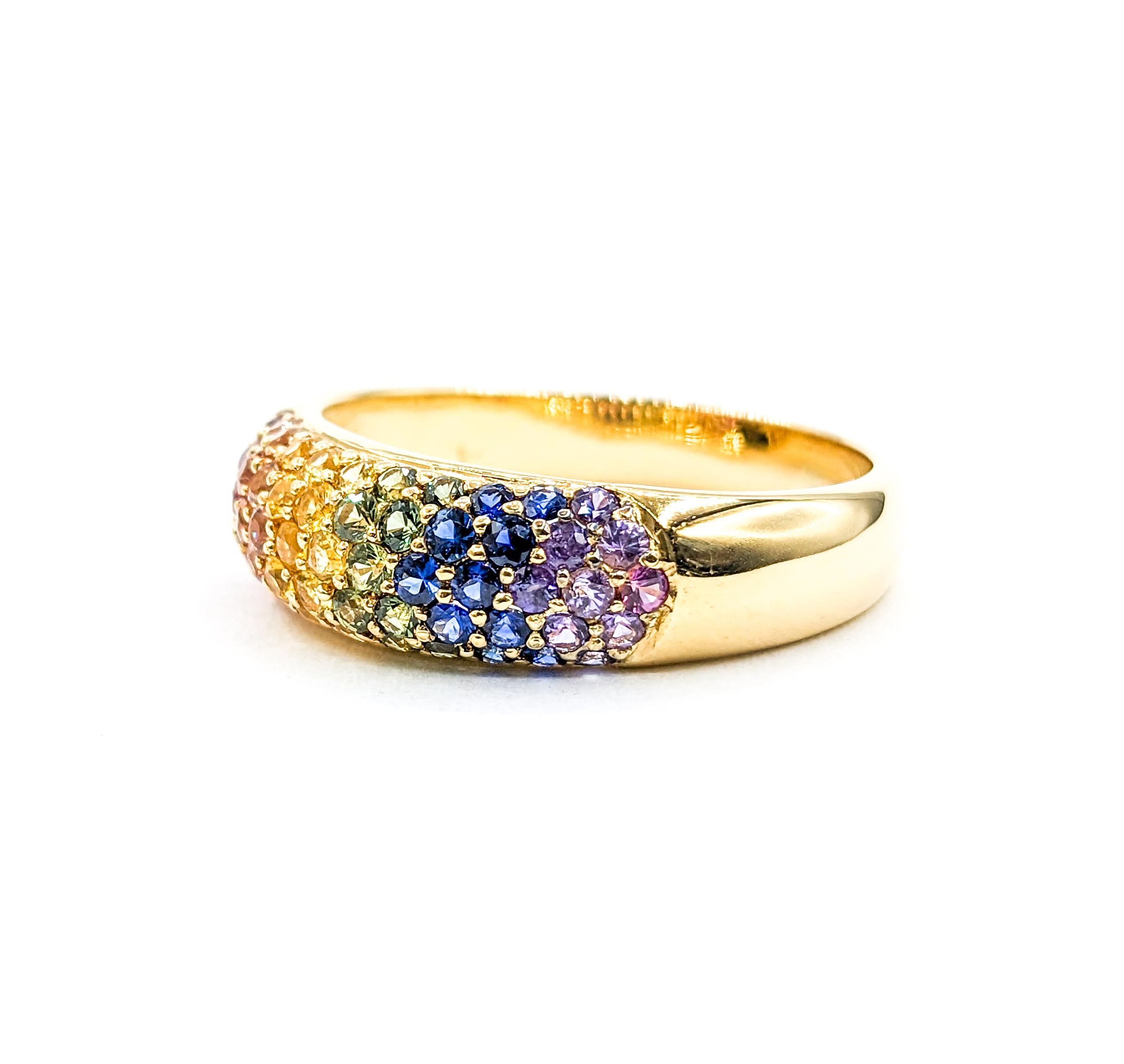 Colorful Rainbow Multicolor Topaz Pave Ring in Gold For Sale 2