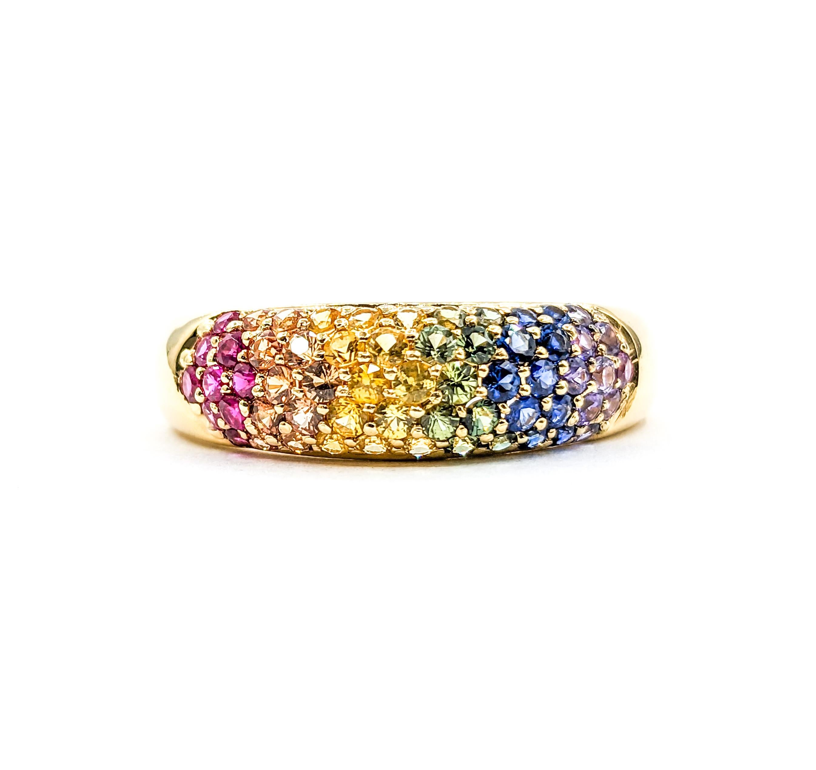 Colorful Rainbow Multicolor Topaz Pave Ring in Gold For Sale 3