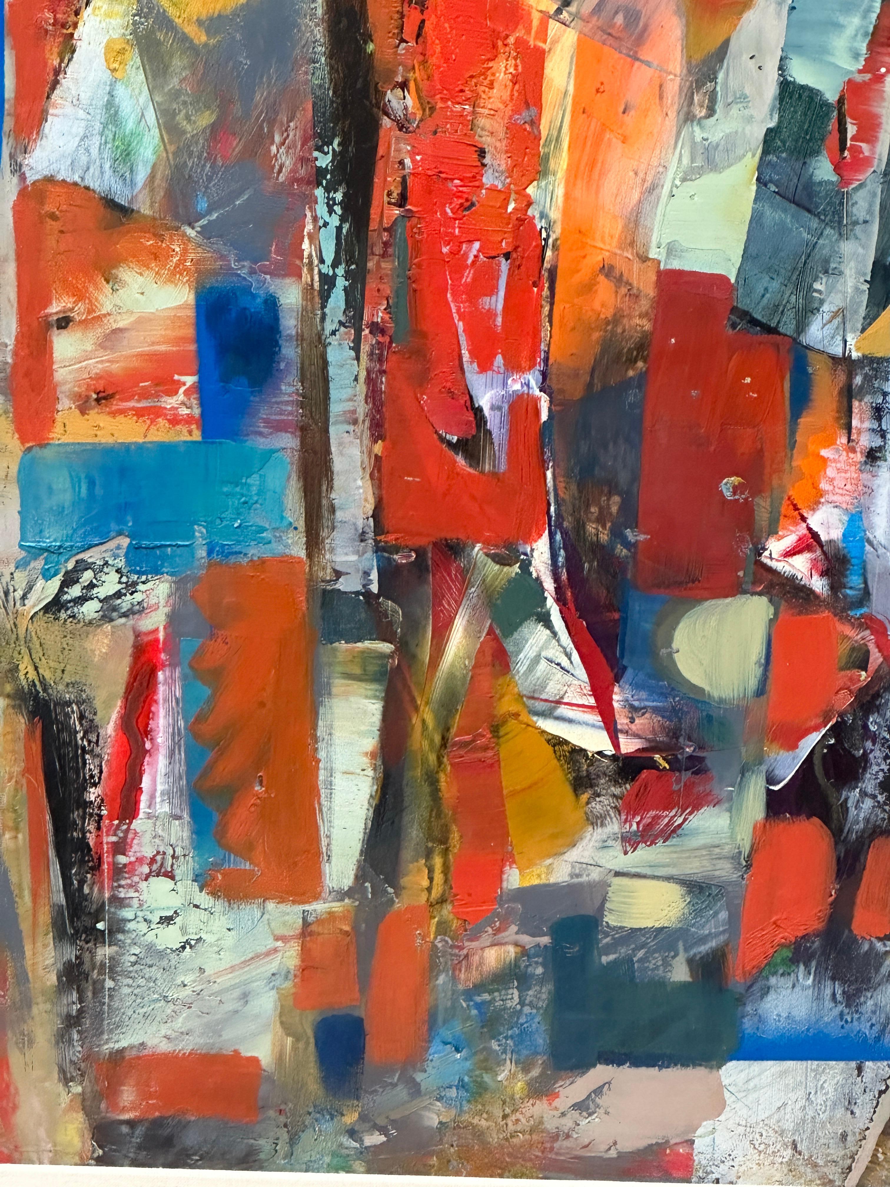 Colorful Red, Blue and Yellow Abstract Painting by Vahan Yervadyan In Excellent Condition For Sale In Pasadena, CA