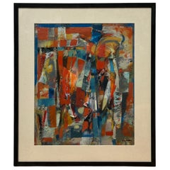 Colorful Red, Blue and Yellow Abstract Painting by Vahan Yervadyan