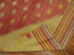 Colorful Red Orange Light Green Vintage Turkish Kilim