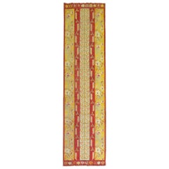 Tapis de couloir en laine turc Melas rouge et jaune coloré du début du 20e siècle