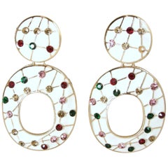 Colorful Rhinestone & Enamel Drop Earrings