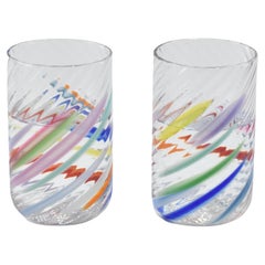 Colorful Ribbed Glass Set