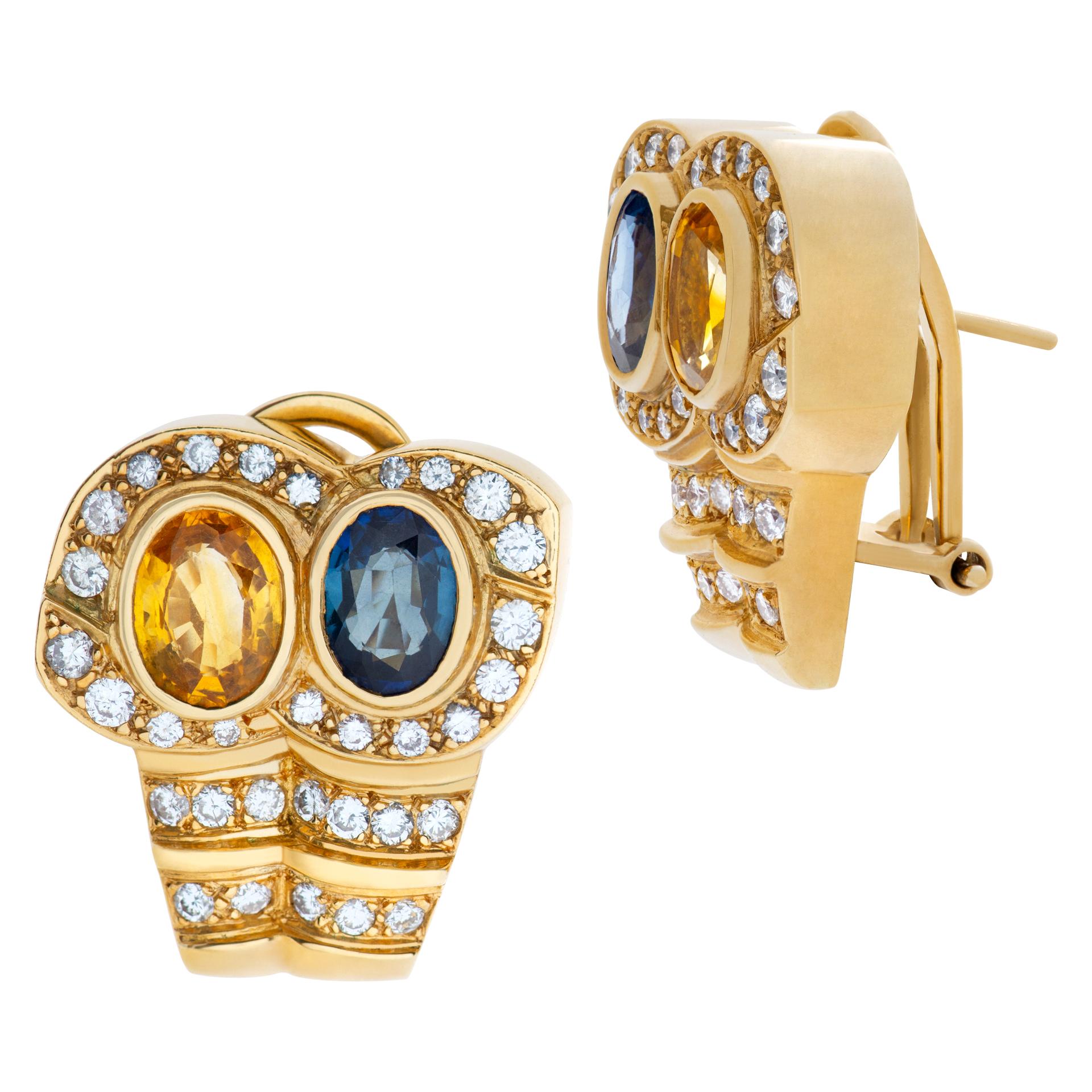 Colorful Ring & Earrings Set, with Brilliant Cut Oval Citrine, Blue Topaz & Roun In Excellent Condition For Sale In Surfside, FL