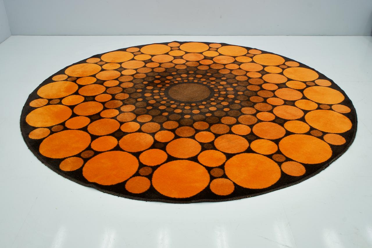 European Colorful Round 1970s Carpet in Style of Verner Panton, 1970s