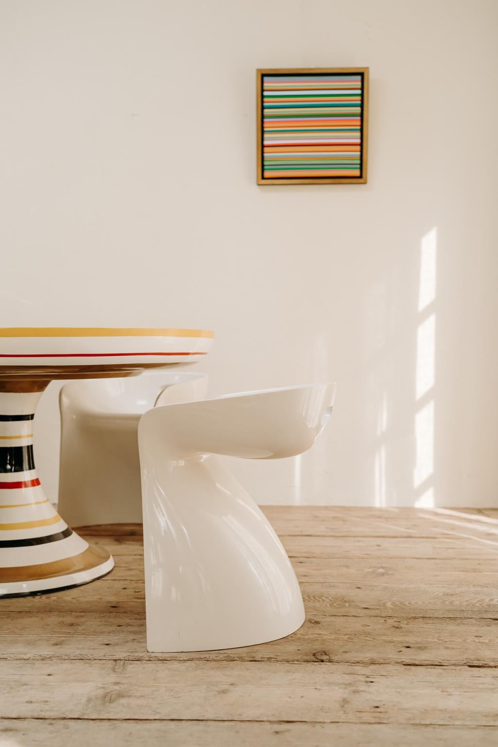 Italian Colorful Round Pedestal Table by Valentina Audrito