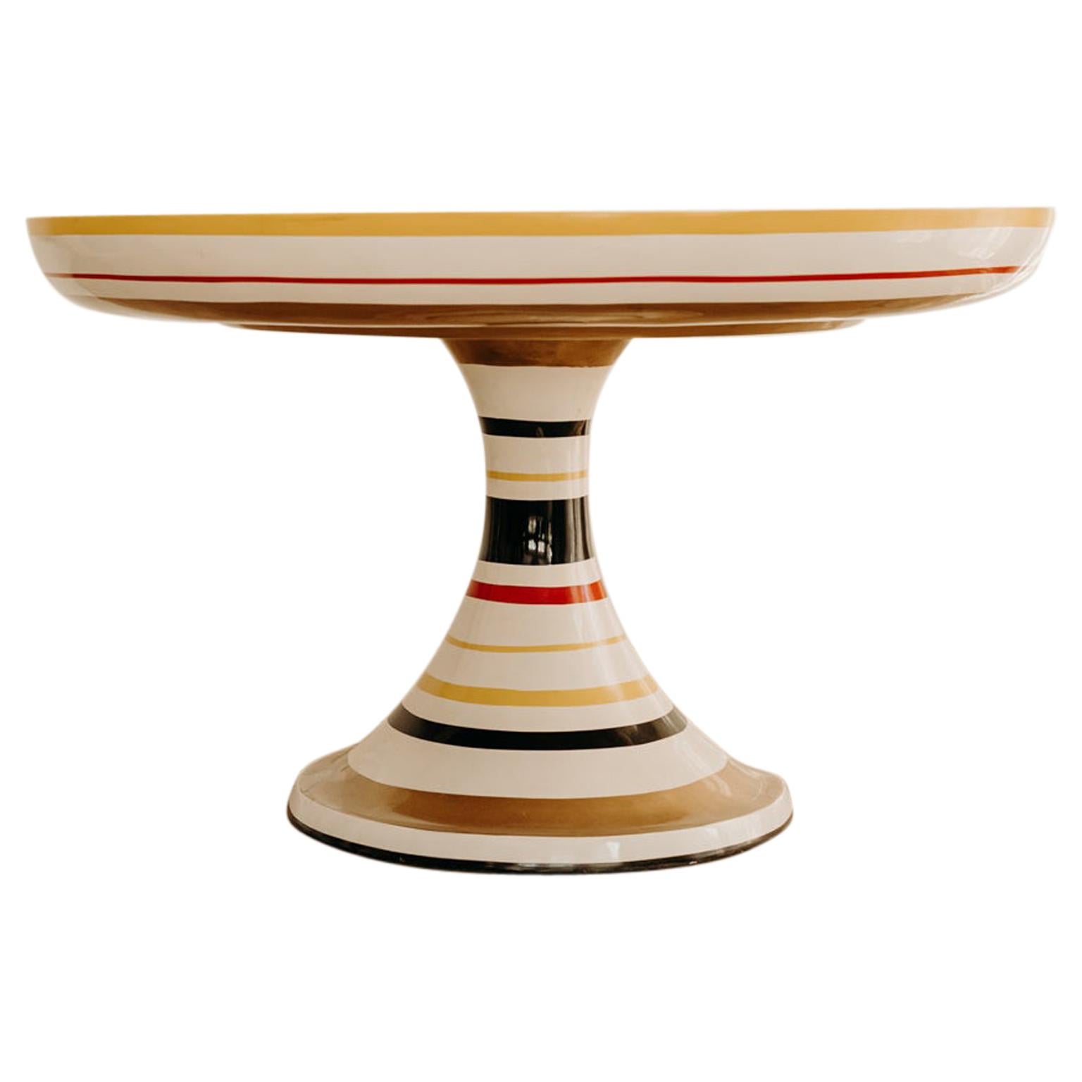 Colorful Round Pedestal Table by Valentina Audrito
