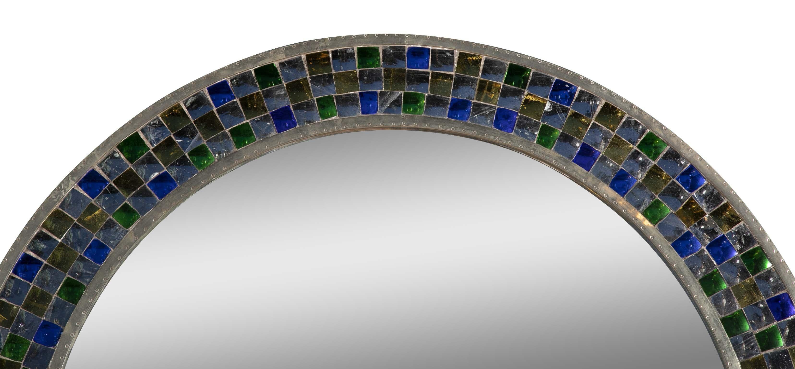 Other Colorful Round Tikria Mirror Handcrafted in India By Stephanie Odegard For Sale