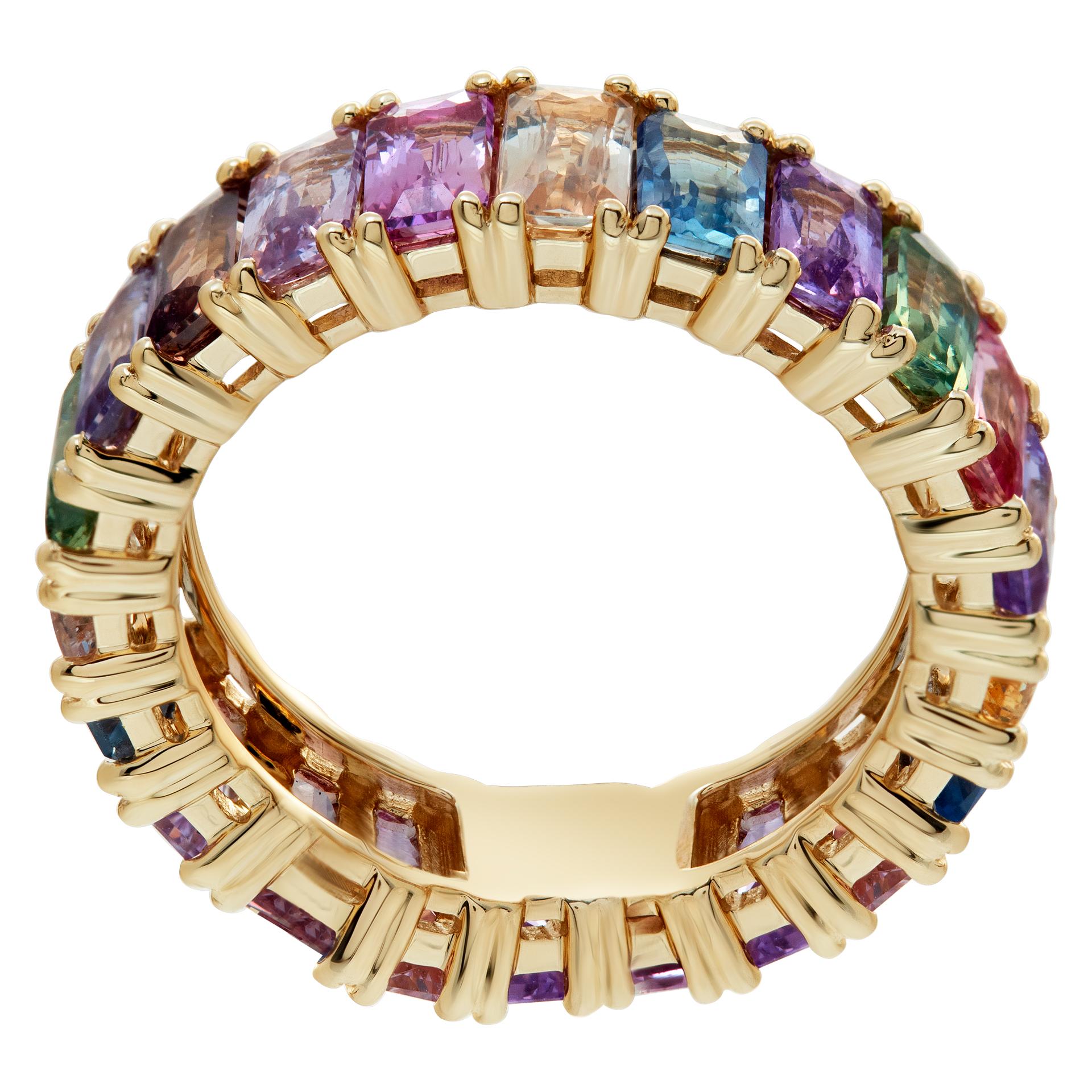 Women's Colorful sapphire eternity band in yellow gold