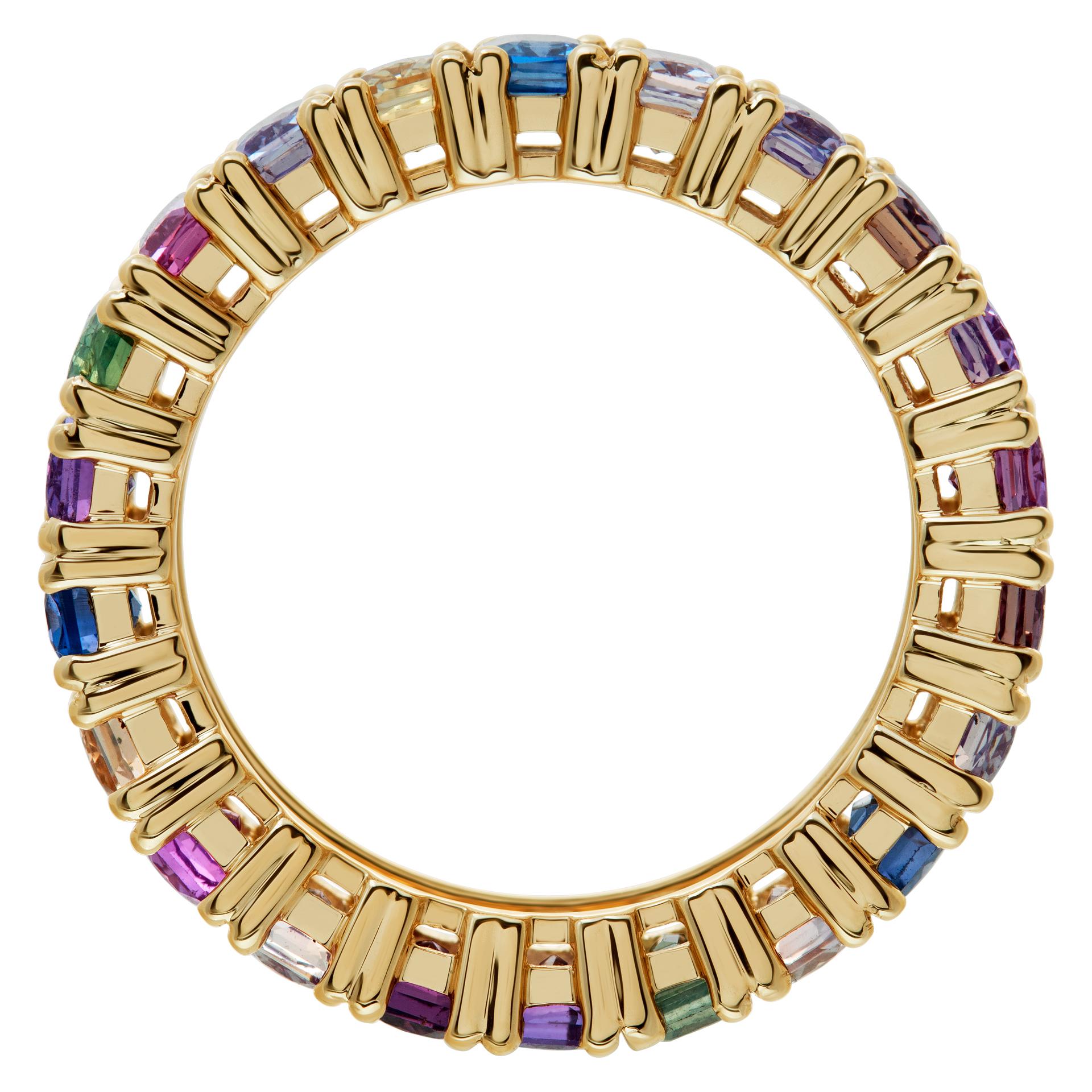 Colorful sapphire eternity band in yellow gold 1