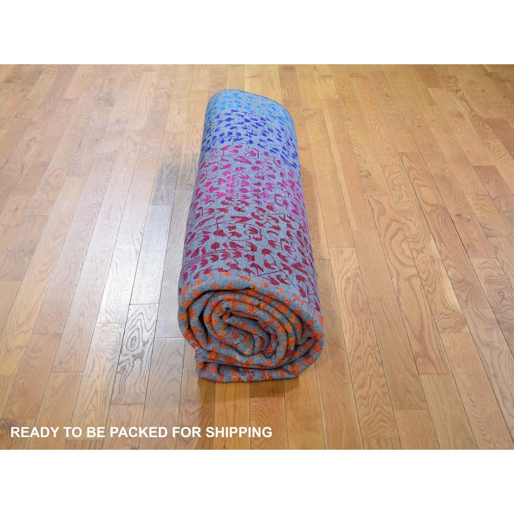 Tapis coloré Sari Sampler Bespoken Tone On Tone noué à la main 9'0