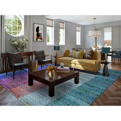 Colorful Sari Silk Bespoken Sampler Tone On Tone Hand Knotted Rug 9'0" x 12'1"