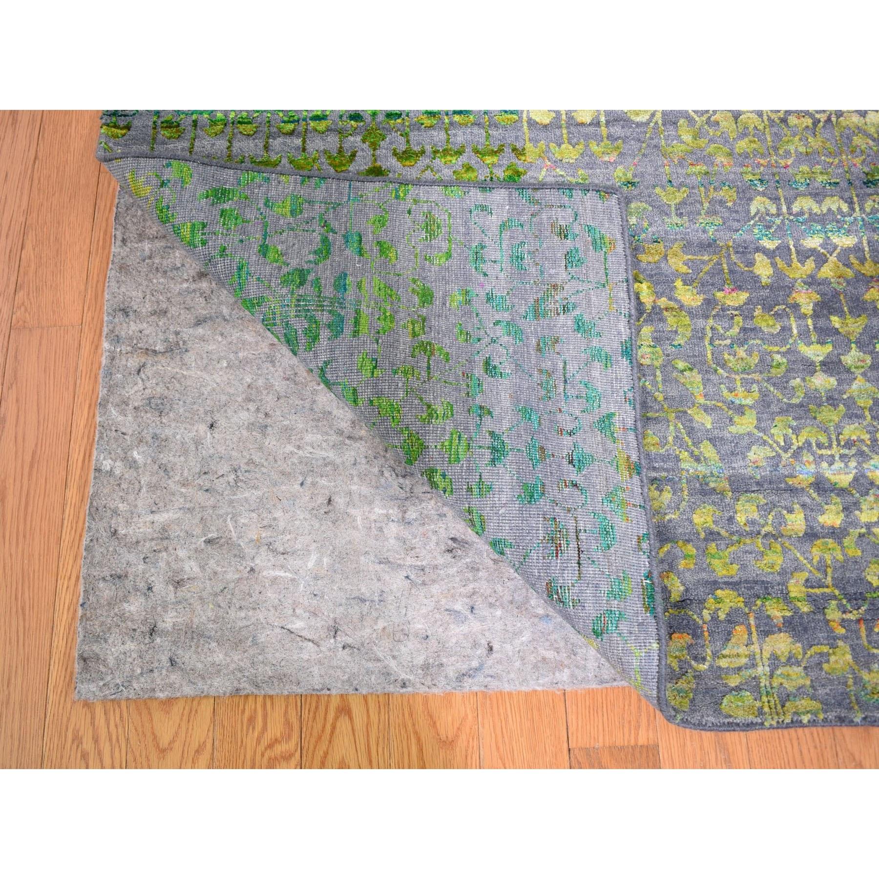 Noué à la main Tapis coloré Sari Sampler Bespoken Tone On Tone noué à la main 9'0