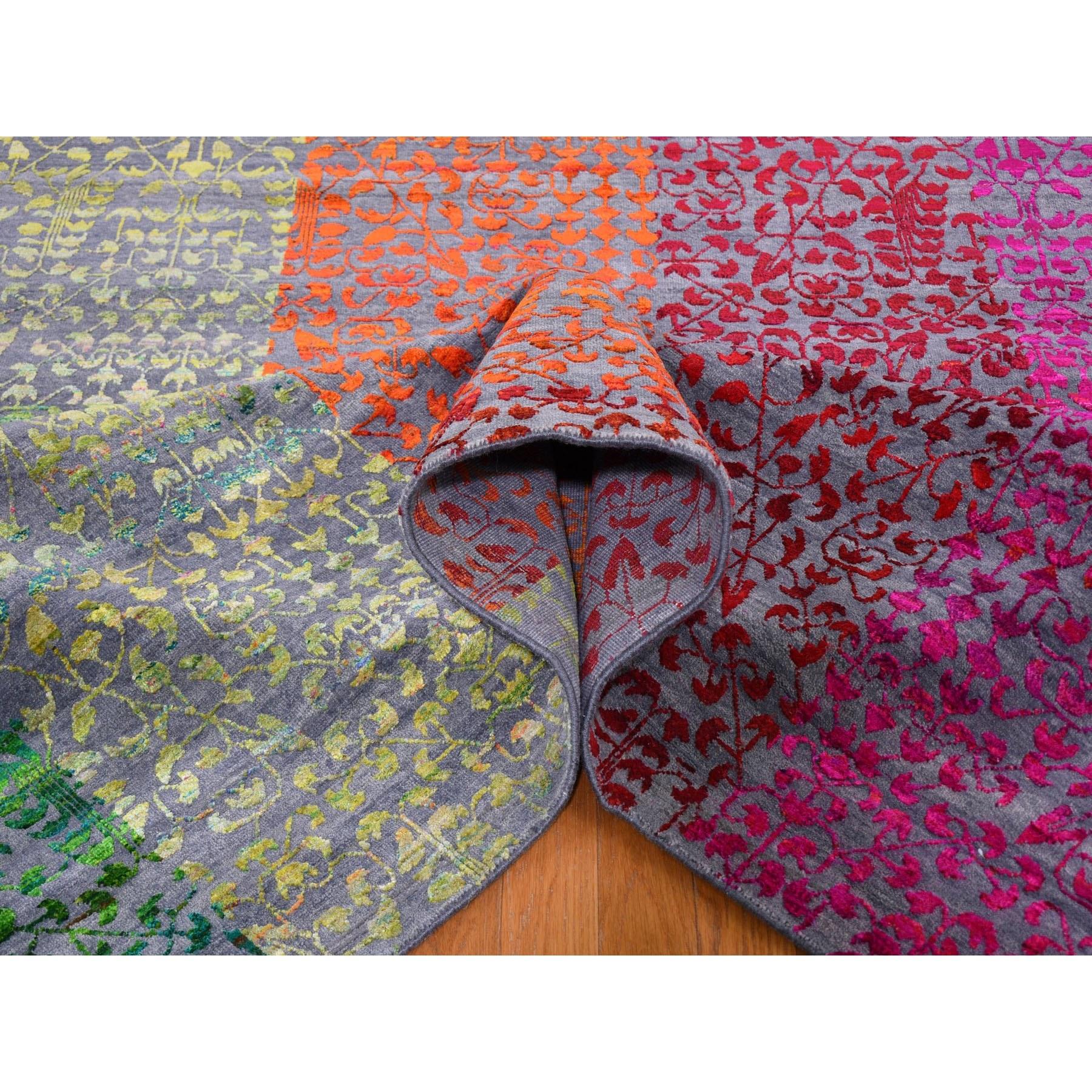 Tapis coloré Sari Sampler Bespoken Tone On Tone noué à la main 9'0