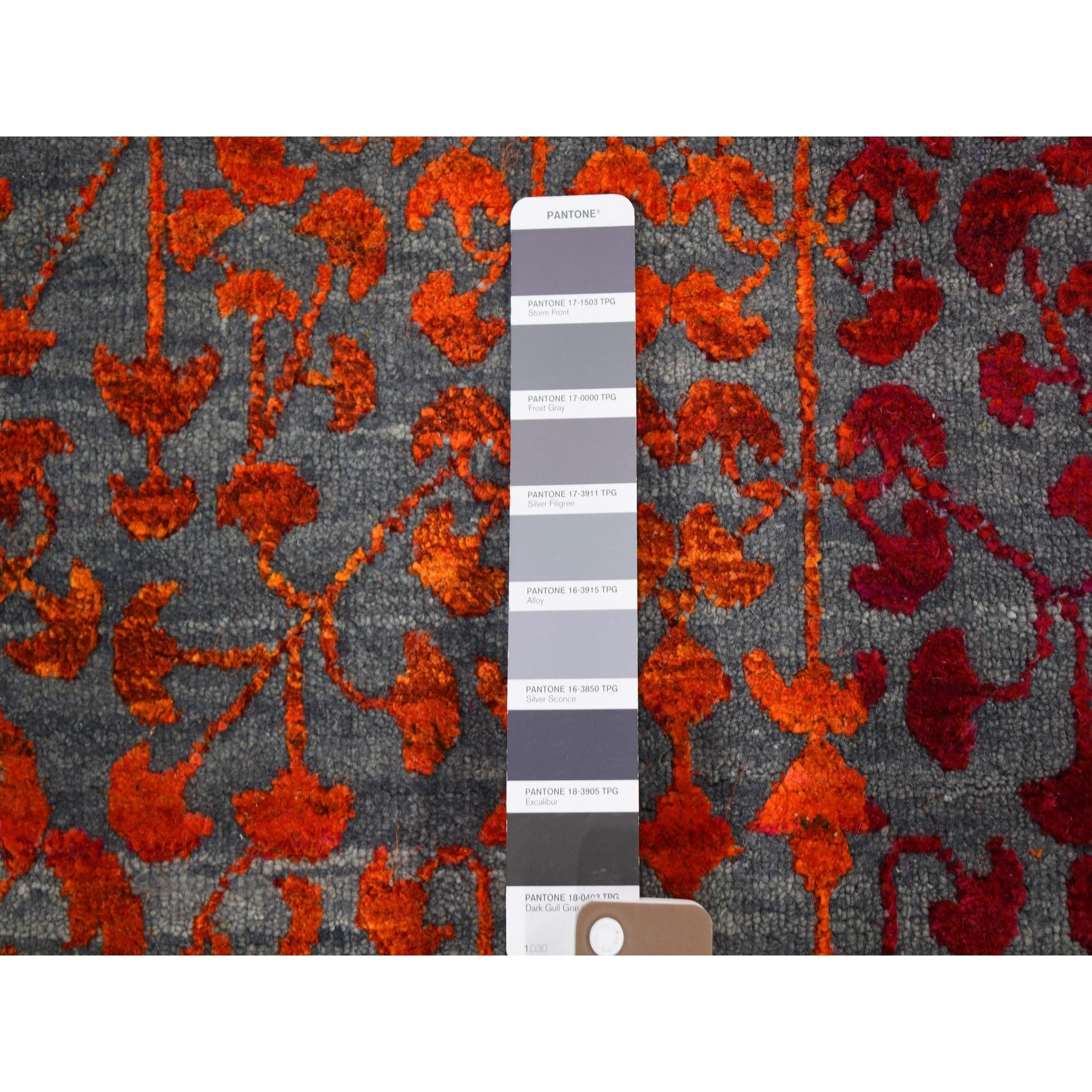 Soie Tapis coloré Sari Sampler Bespoken Tone On Tone noué à la main 9'0