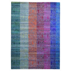 Tapis coloré Sari Sampler Bespoken Tone On Tone noué à la main 9'0" x 12'1"