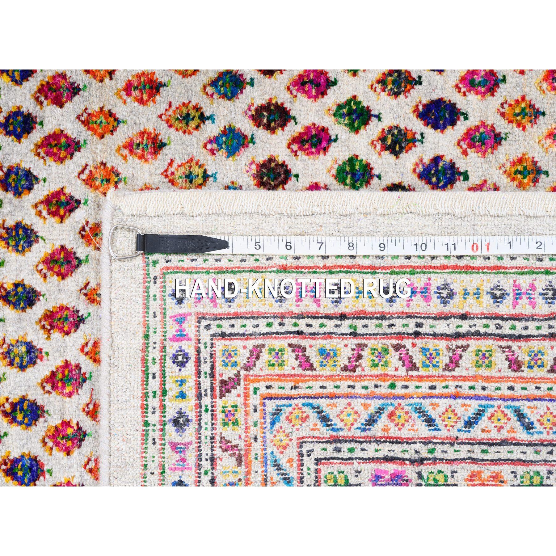 Tapis coloré en soie Sari et laine d'inspiration Sarouk Mir noué à la main 11'7
