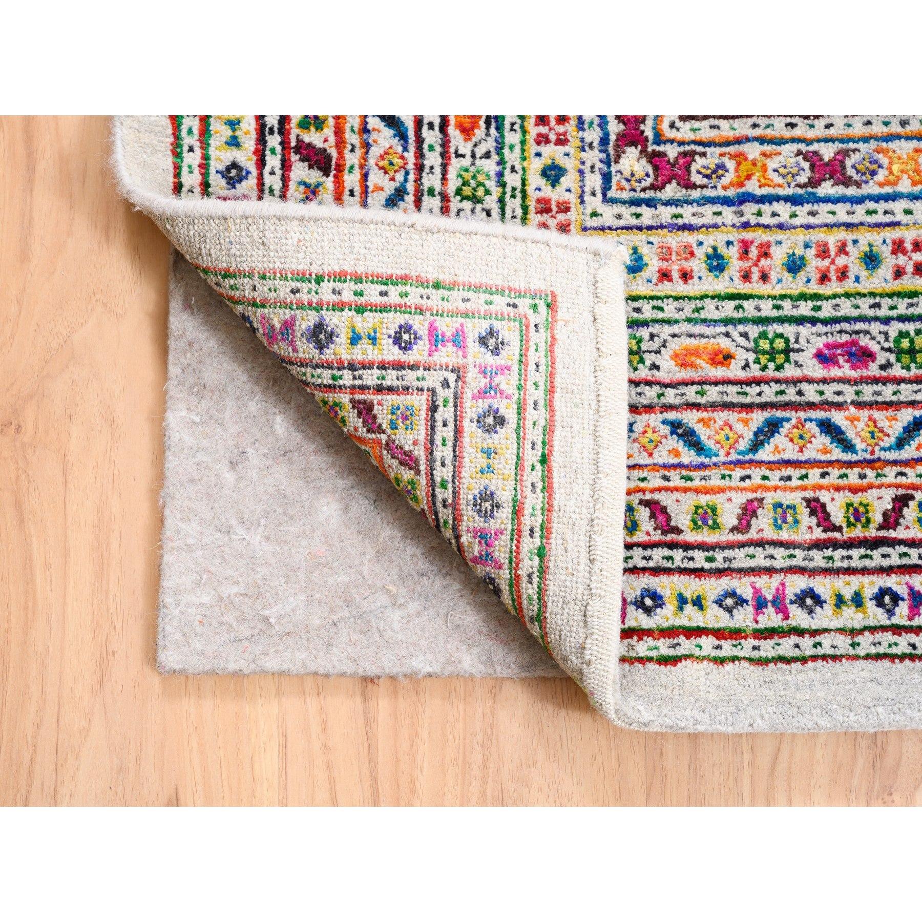 Noué à la main Tapis coloré en soie Sari et laine d'inspiration Sarouk Mir noué à la main 11'7