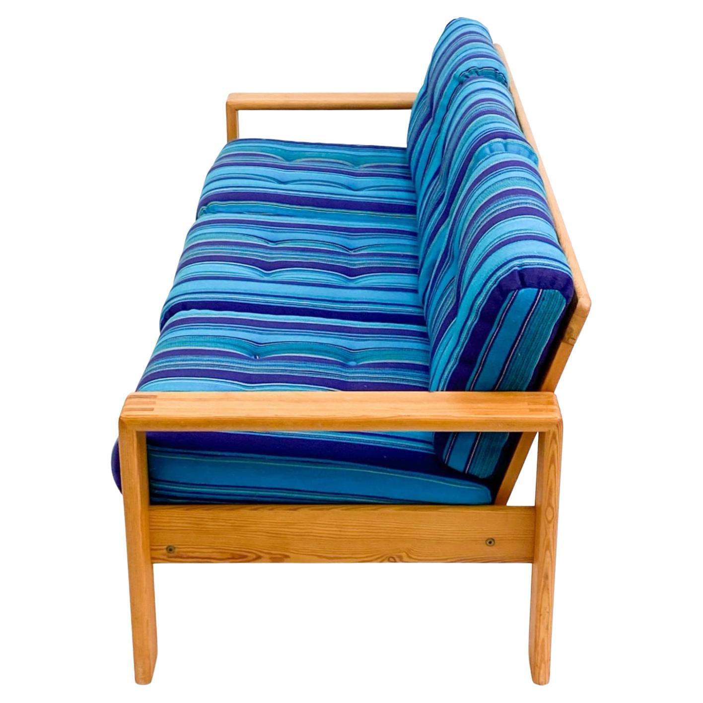 Swedish Colorful Scandinavian modern pine 3 seat sofa made in Sweden