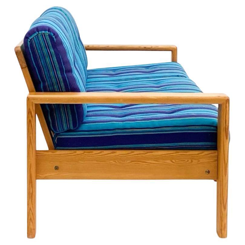 Woodwork Colorful Scandinavian modern pine 3 seat sofa made in Sweden