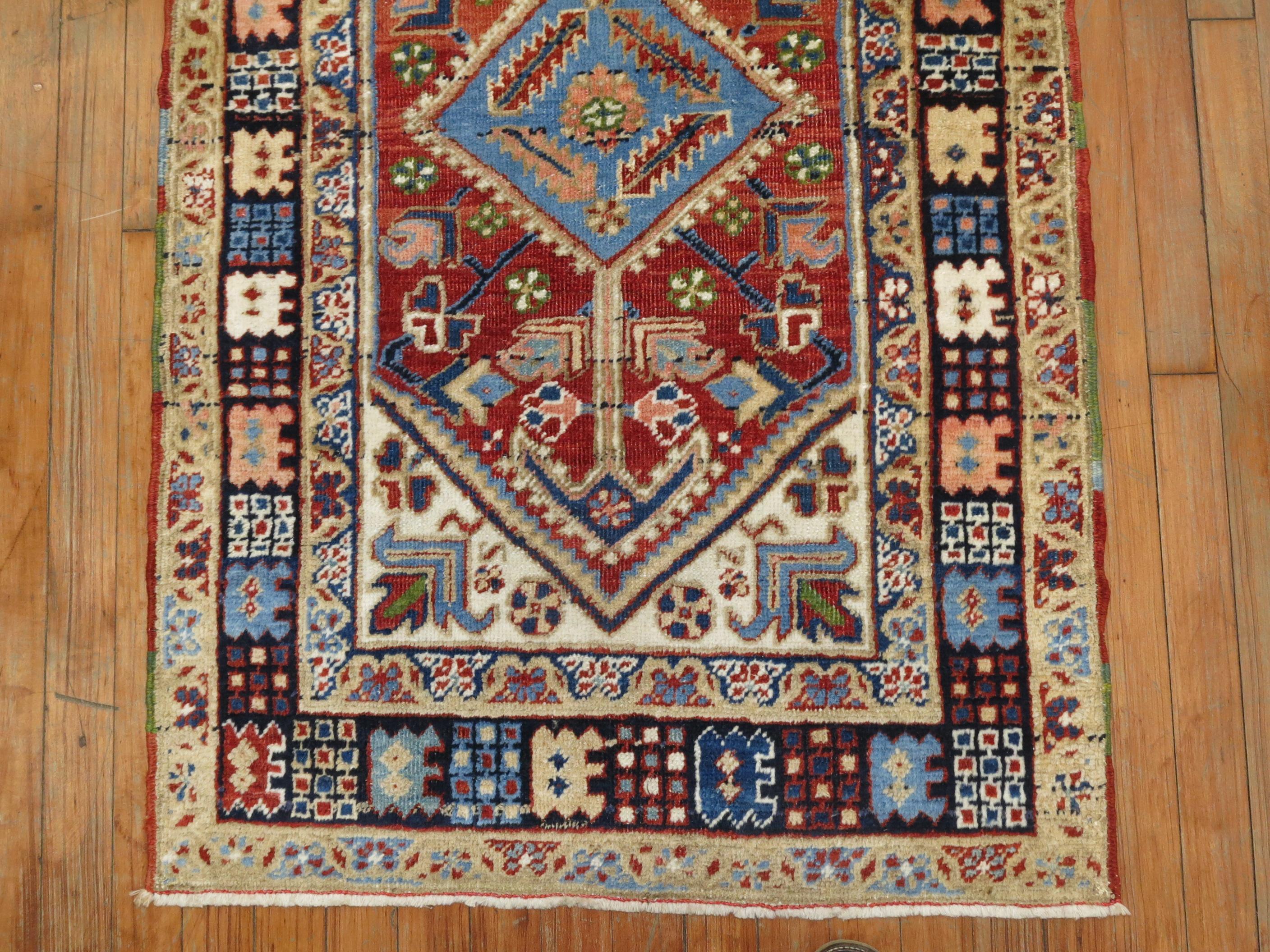 Heriz Serapi Colorful Scatter Size Antique Persian Heriz Rug