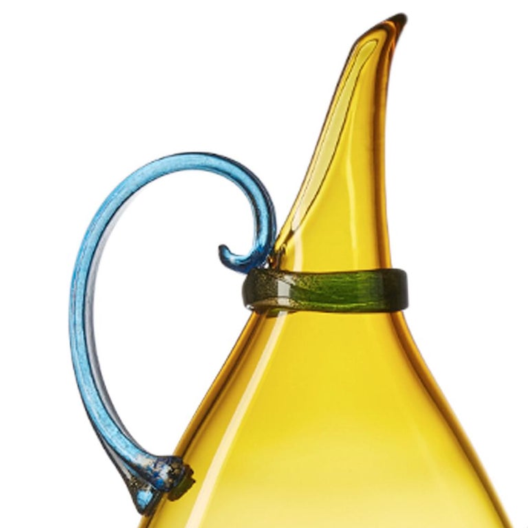 Colorful Set of 5 Decorative Blown Glass Vases, Collectible Design by