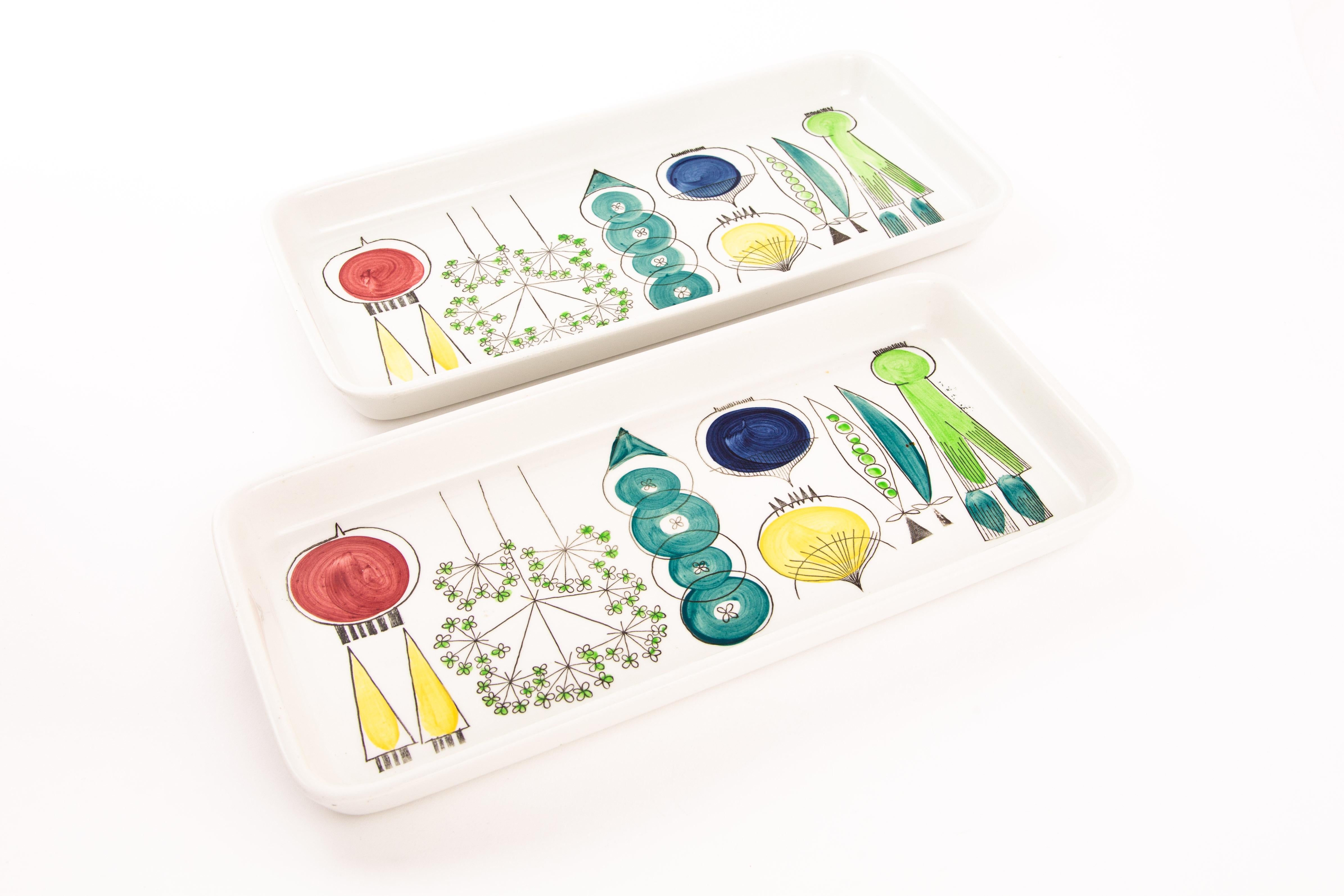 Colorful Set of Ceramic Rörstrand Marianne Westman Large Dish Platter For Sale 2