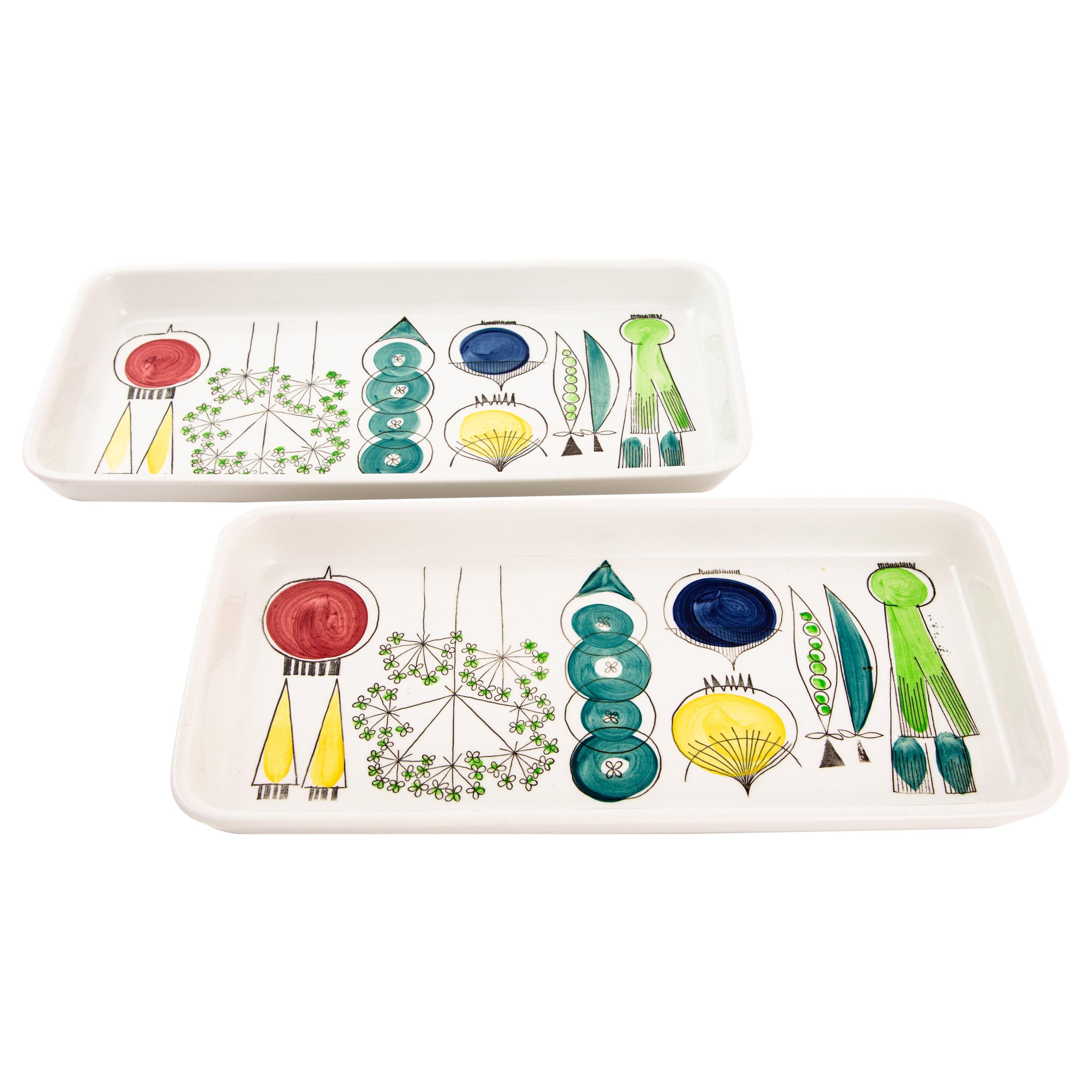 Colorful Set of Ceramic Rörstrand Marianne Westman Large Dish Platter For Sale