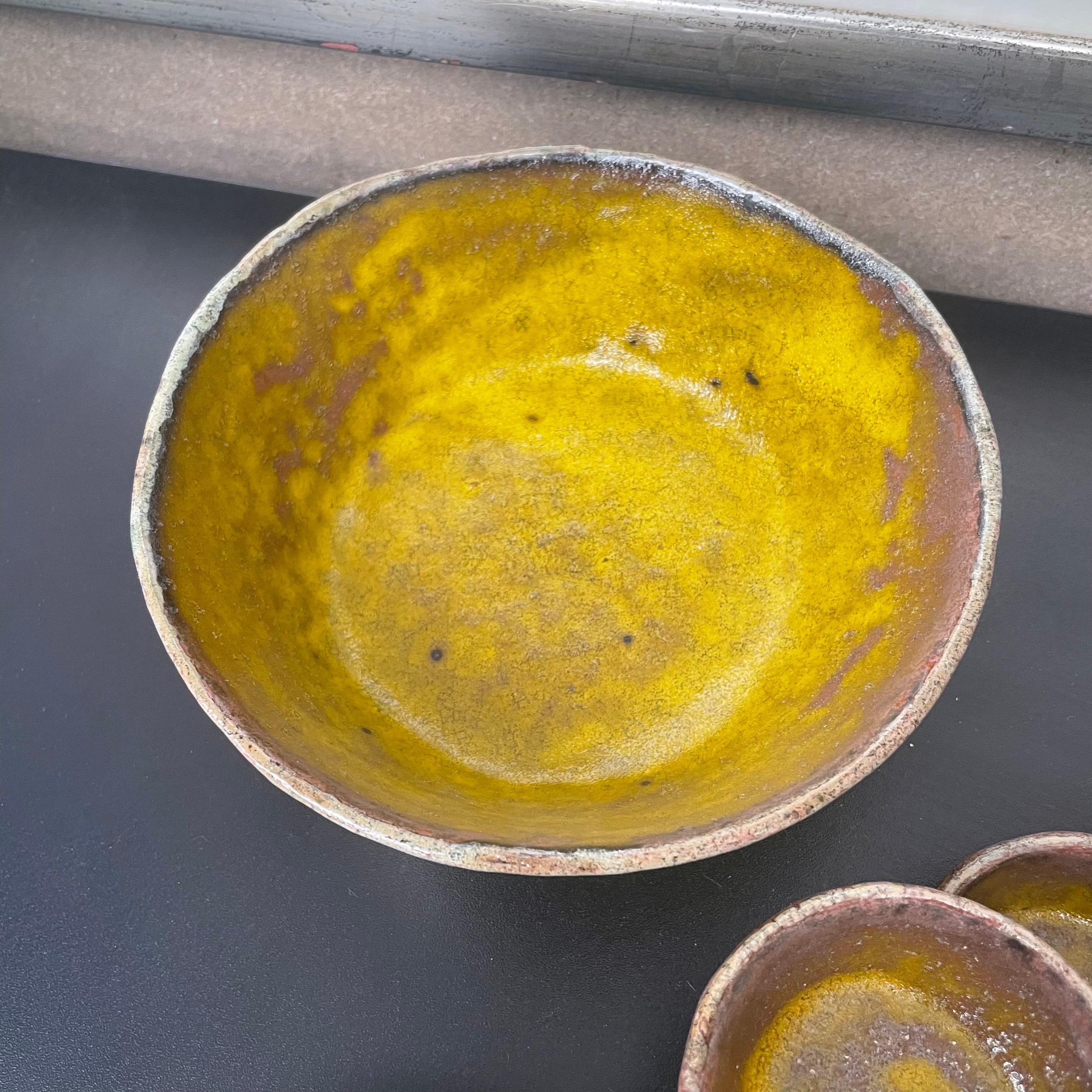 Unknown Colorful Set of Mid Century Pottery Bowls  For Sale