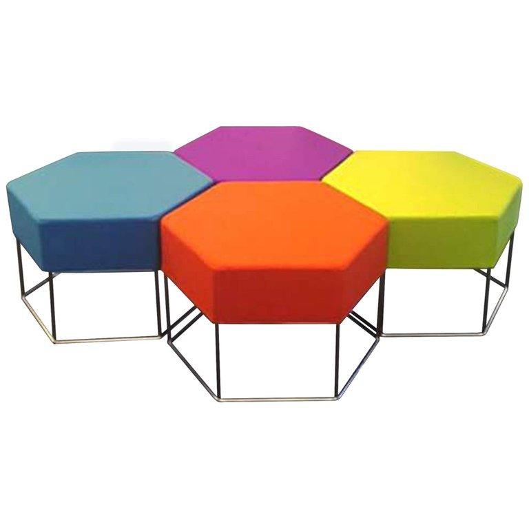 Colorful Set of Sei Hexagonal Seats In Good Condition In New York, NY
