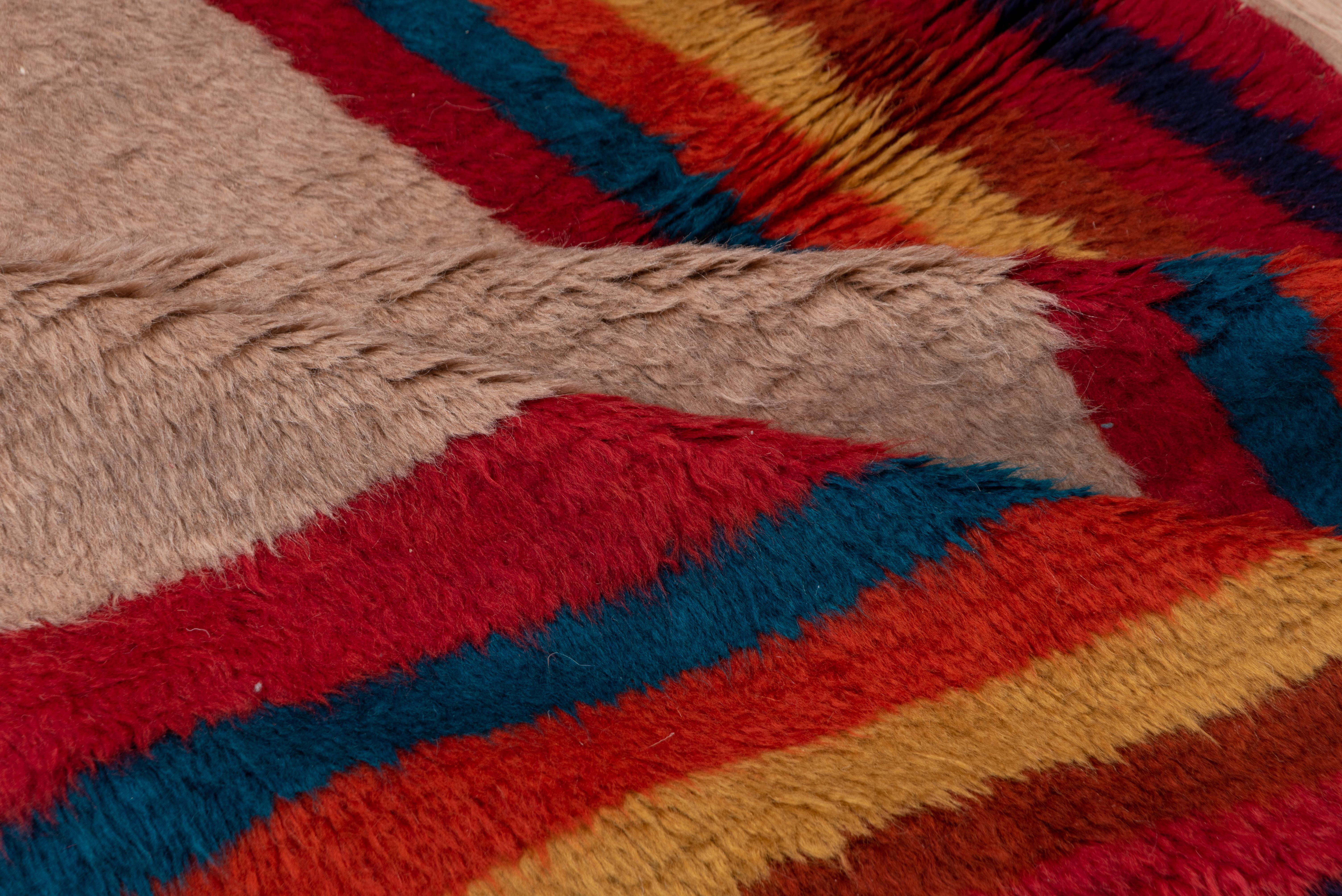 Late 20th Century Colorful & Shaggy Vintage Persian Gabbe Rug, Cross Design For Sale