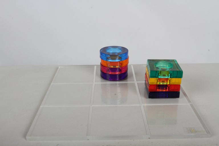 STUDIO SHLOMI HAZIZA TIC-TAC-TOE 未使用 Colorful SHLOMI HAZIZA Studio Playful Acrylic Lucite Tic-Tac-Toe