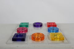 Colorful SHLOMI HAZIZA Studio Playful Acrylic Lucite Tic-Tac-Toe Game Sculpture