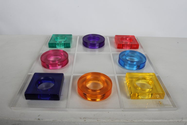 STUDIO SHLOMI HAZIZA TIC-TAC-TOE 未使用 Colorful SHLOMI HAZIZA Studio Playful Acrylic Lucite Tic-Tac-Toe