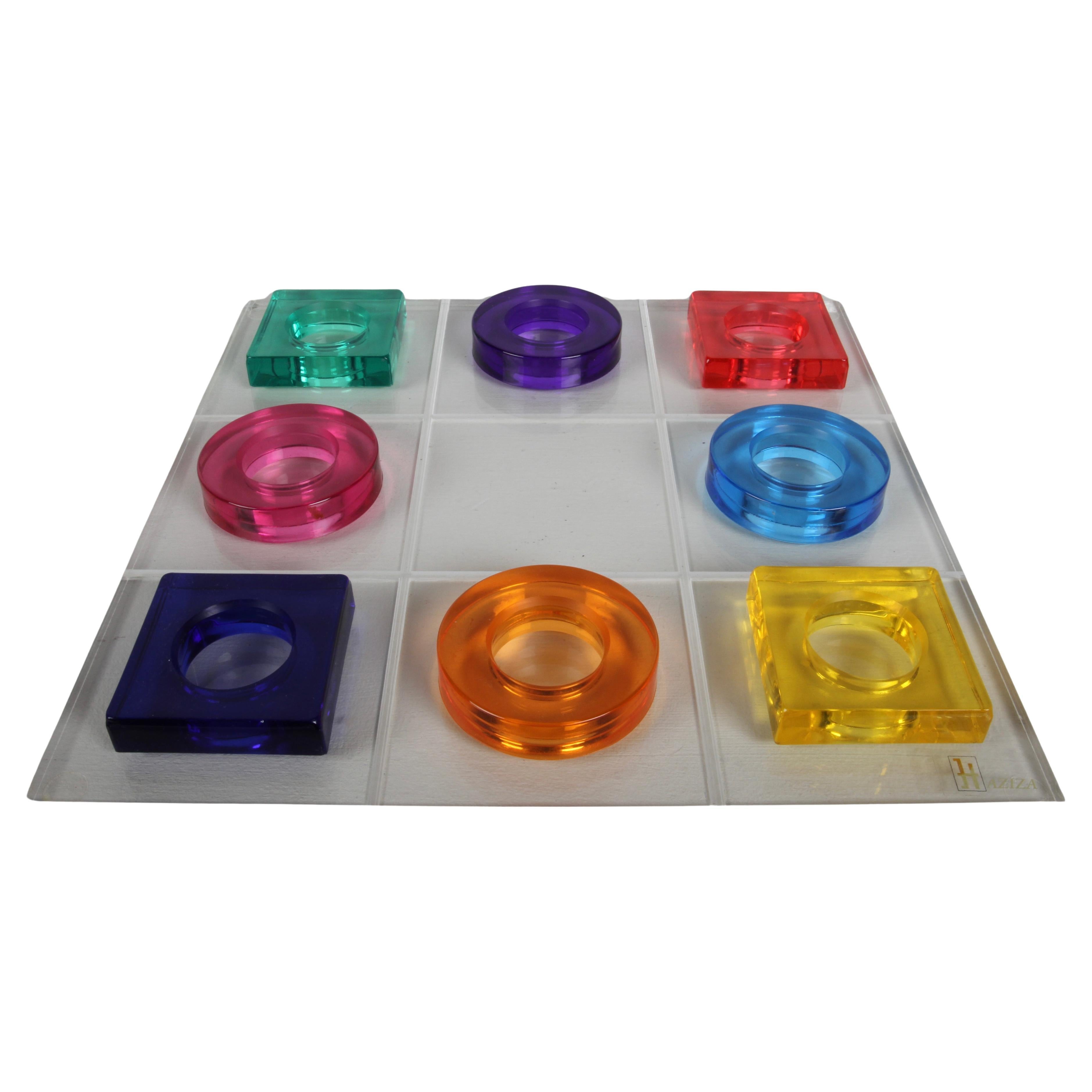 Colorful SHLOMI HAZIZA Studio Playful Acrylic Lucite Tic-Tac-Toe Game Sculpture For Sale