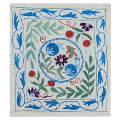 Colorful Silk Suzani Cushion Cover, Uzbek Hand Embroidery Toss Pillow