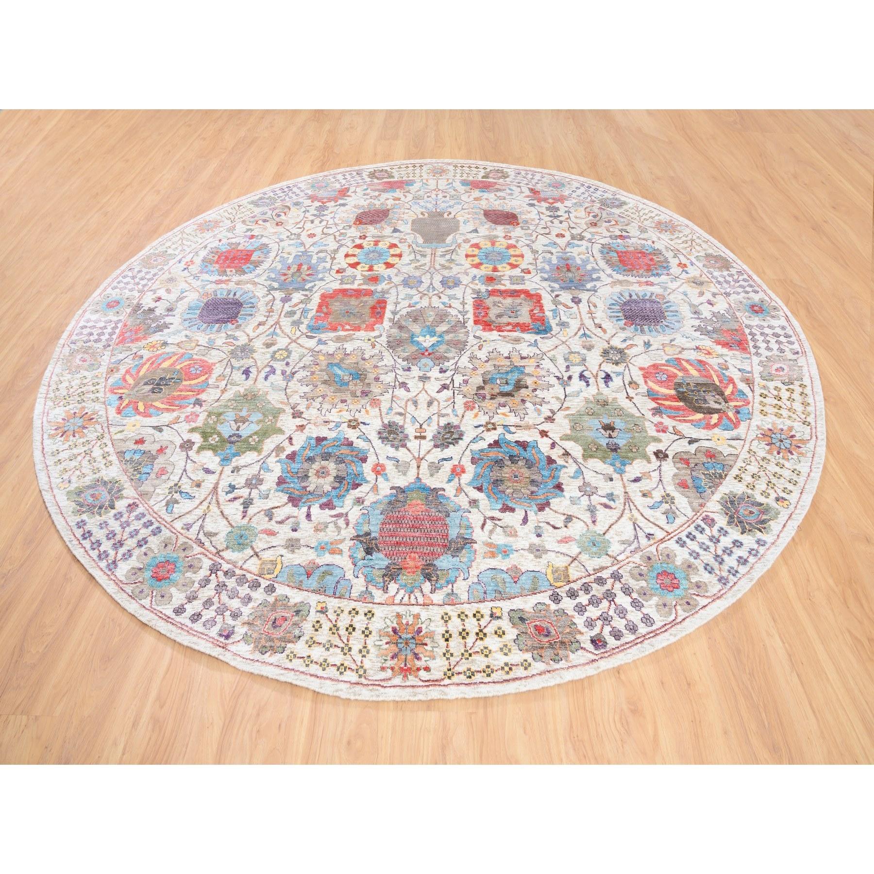 Indiano Tappeto colorato in seta con disegno Tabriz in lana annodato a mano 10'1