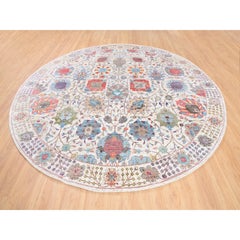 Handgeknüpfter Teppich aus bunter Seide mit strukturiertem Täbris-Design aus Wolle 10'1" x 10'0"