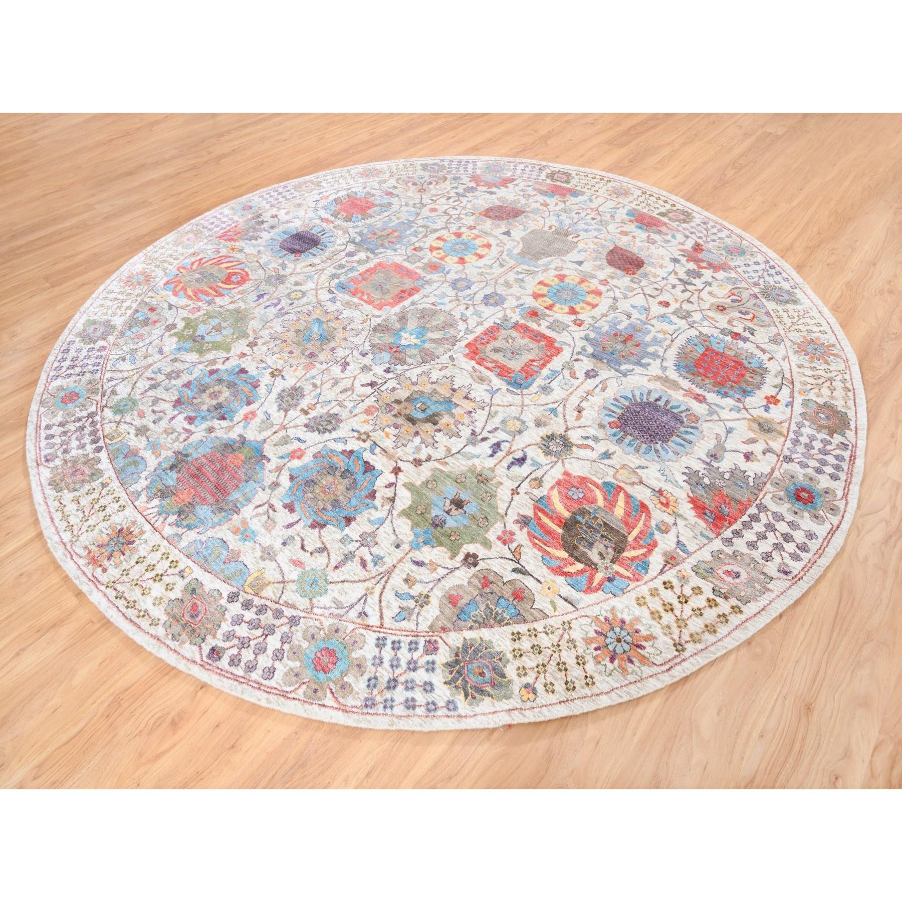 Annodato a mano Tappeto colorato in seta con disegno Tabriz in lana annodato a mano 10'1