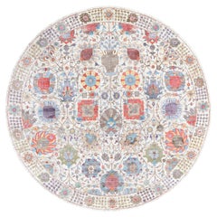 Tapis noué à la main en soie colorée avec motif Tabriz en laine texturée 10'1" x 10'0"