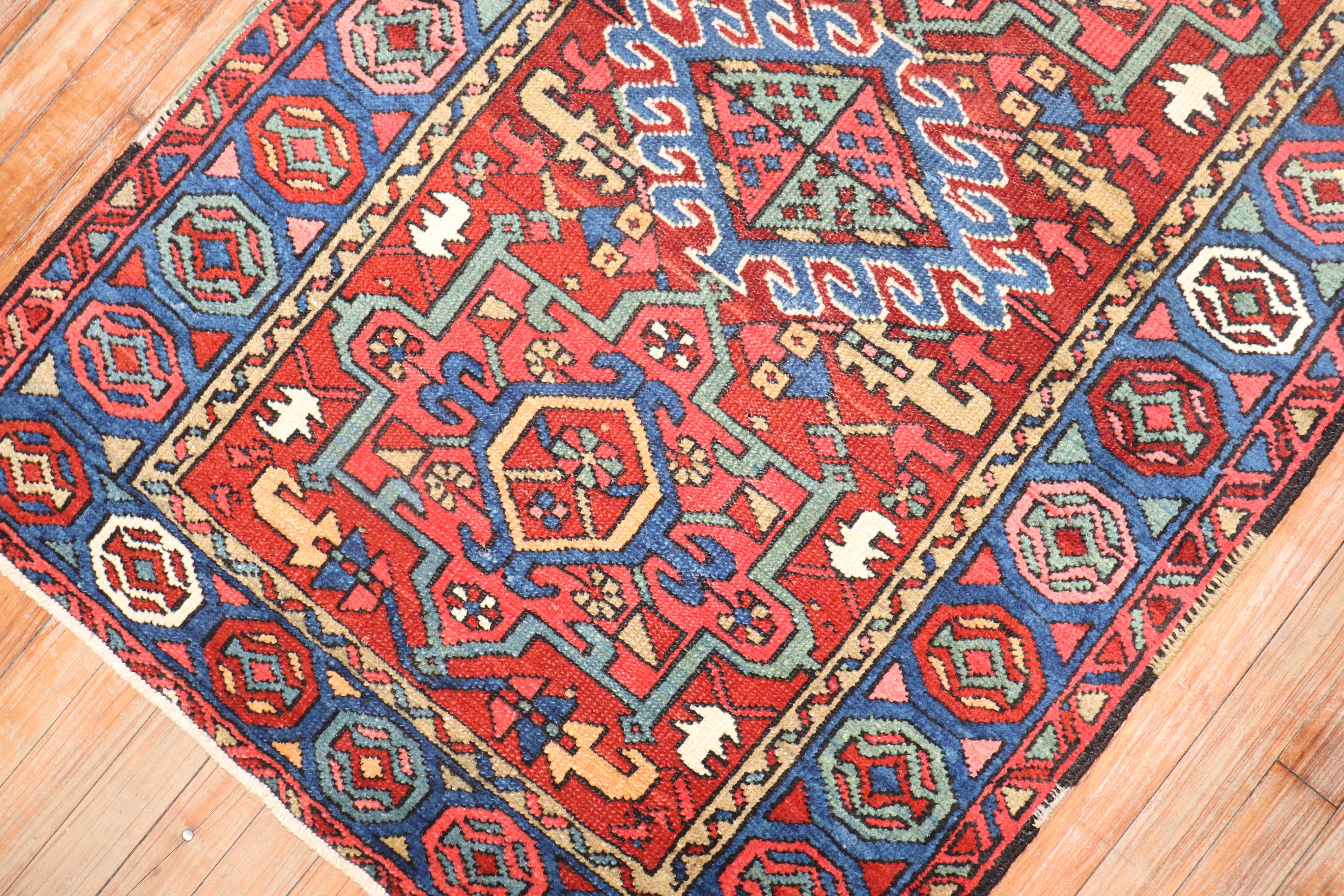 Heriz Serapi Colorful Small Size Antique Persian Heriz Rug For Sale
