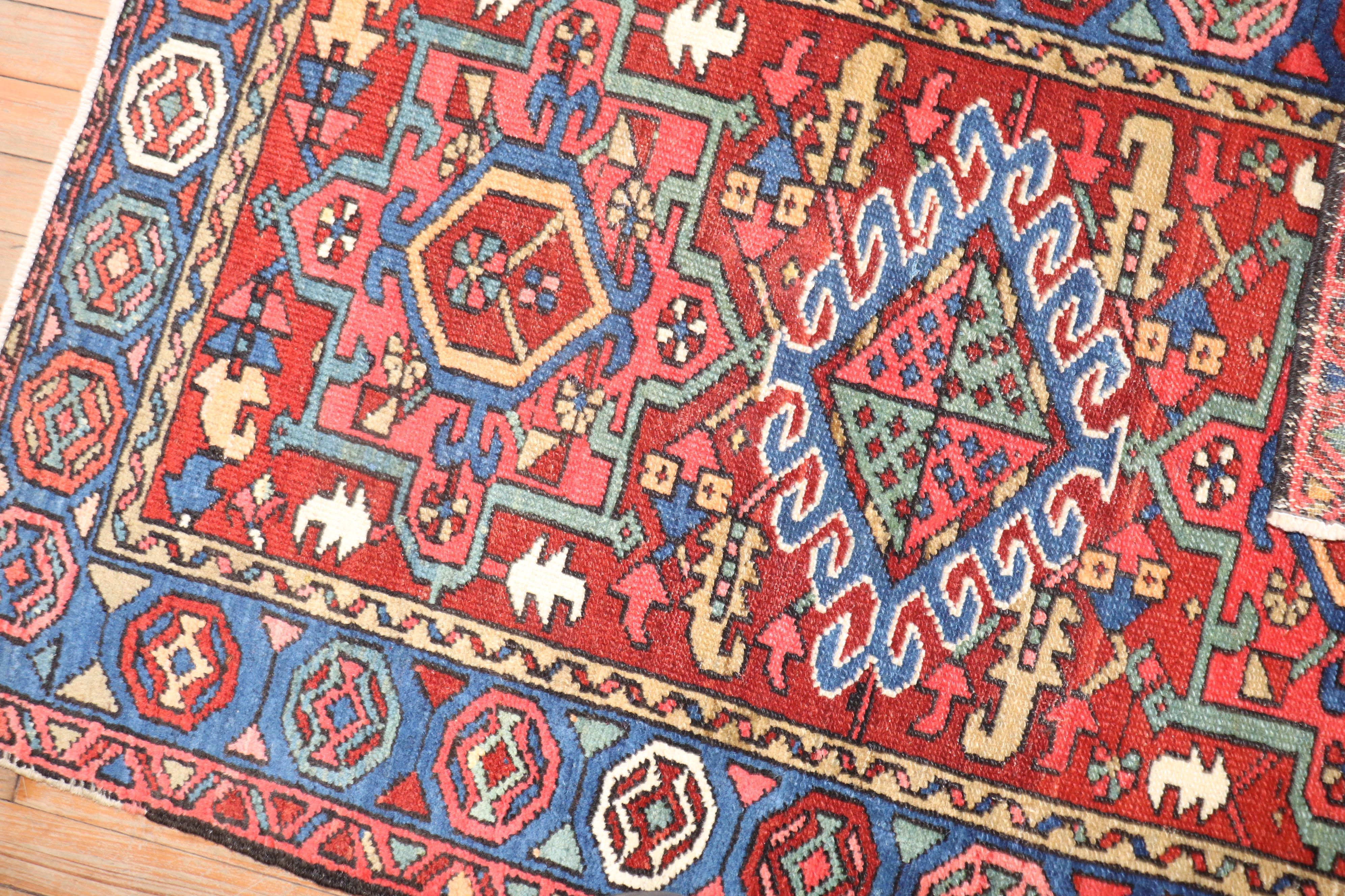 20th Century Colorful Small Size Antique Persian Heriz Rug For Sale