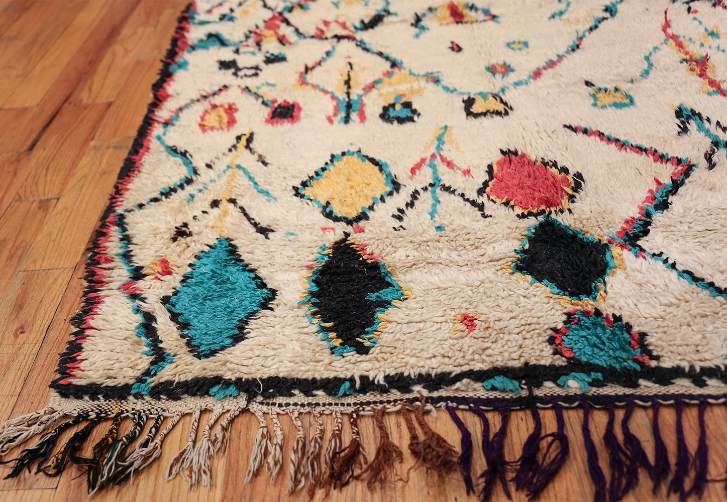 Wool Colorful Small Size Vintage Moroccan Rug. Size: 4 ft 2 in x 7 ft