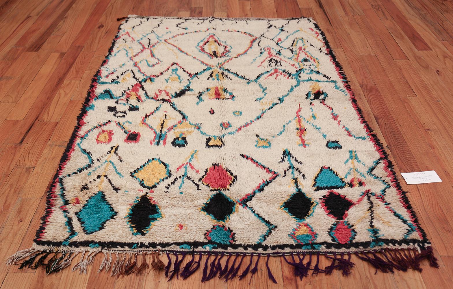 Colorful Small Size Vintage Moroccan Rug. Size: 4 ft 2 in x 7 ft 1