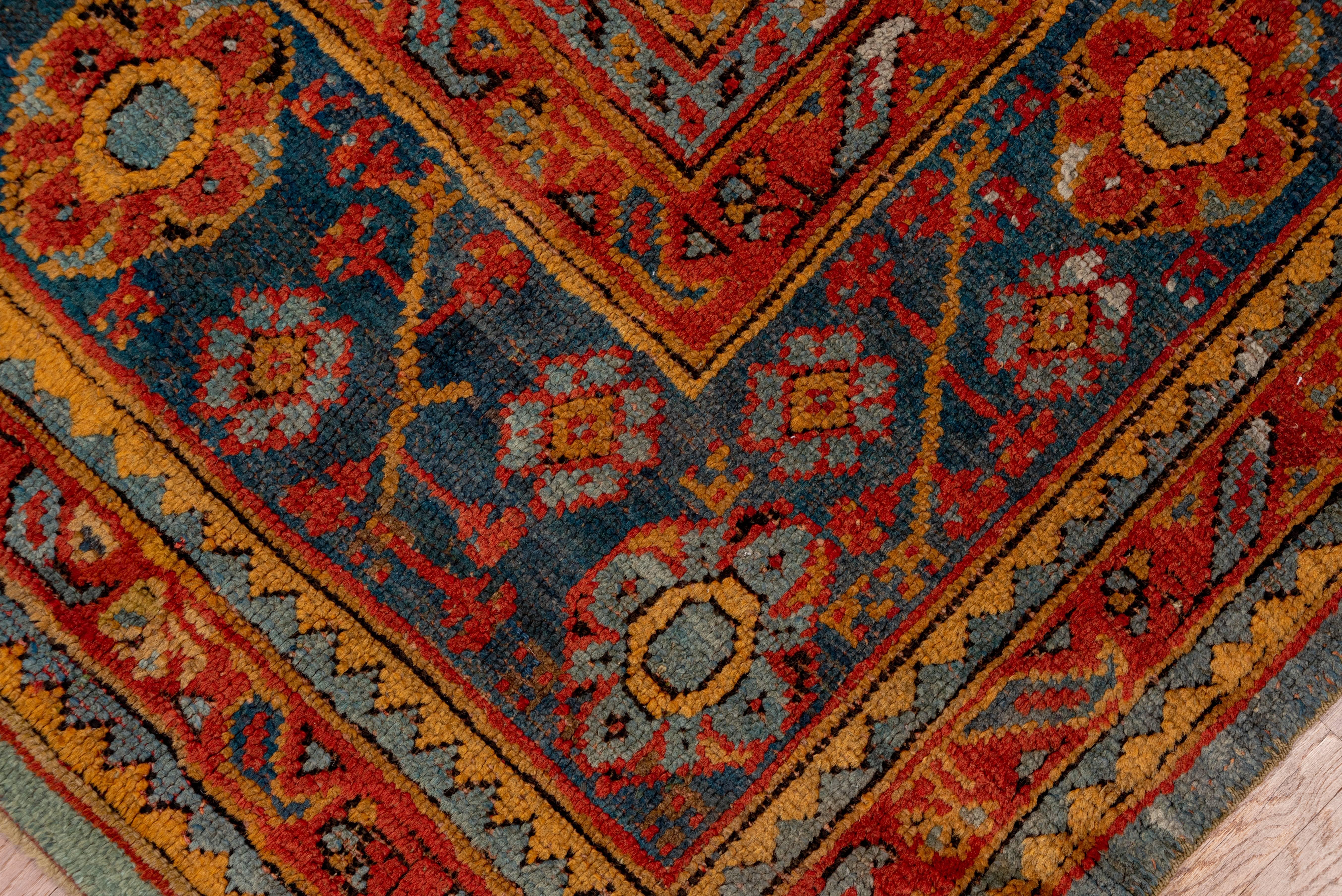 Colorful Squarish Antique Oushak, circa 1910 For Sale 1