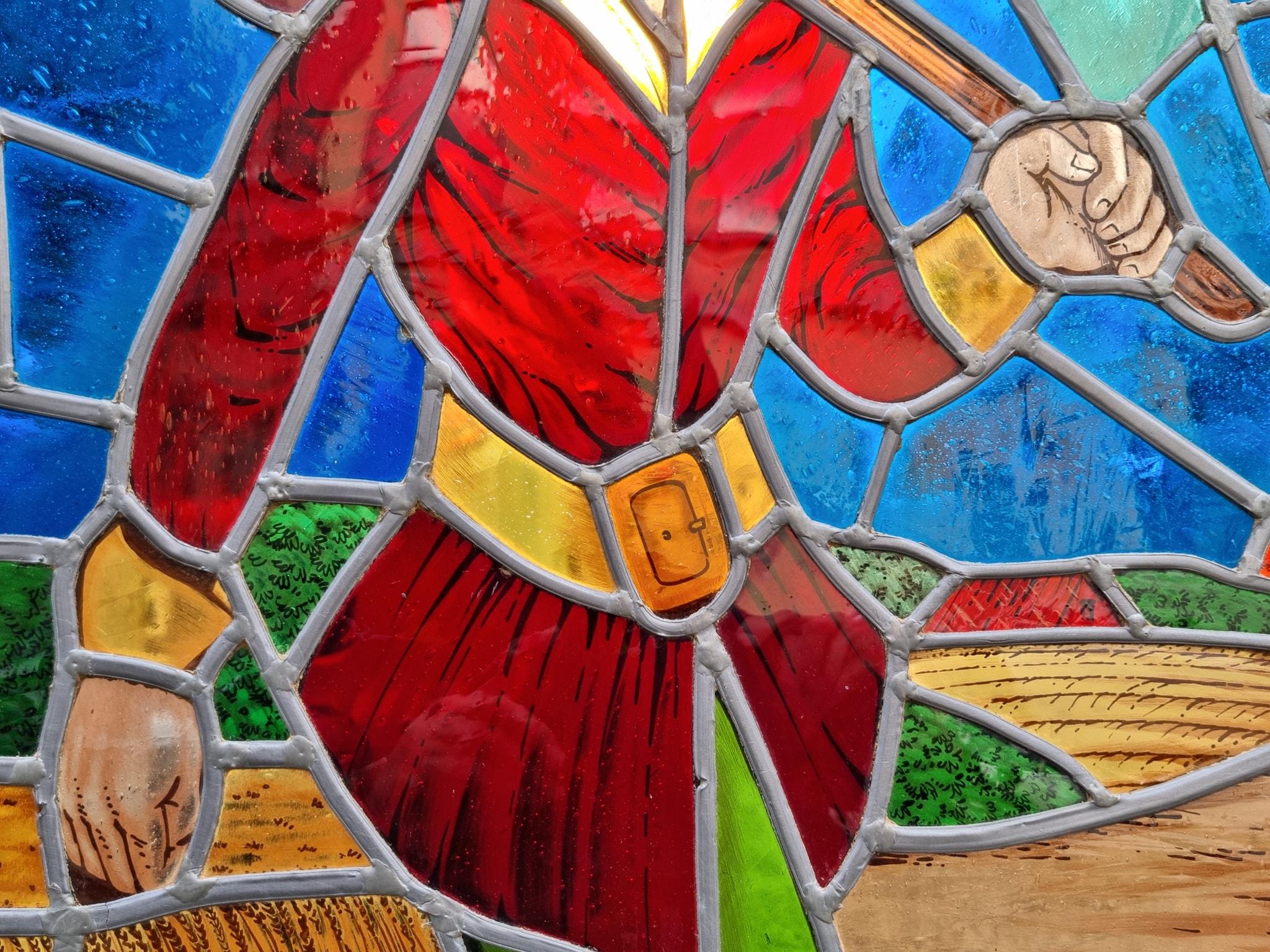 20th Century Colorful Stained Glass Window For Sale