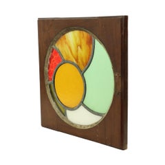 Colorful Stained Glass Window Panel Stained Glass Wooden Frame 37cm